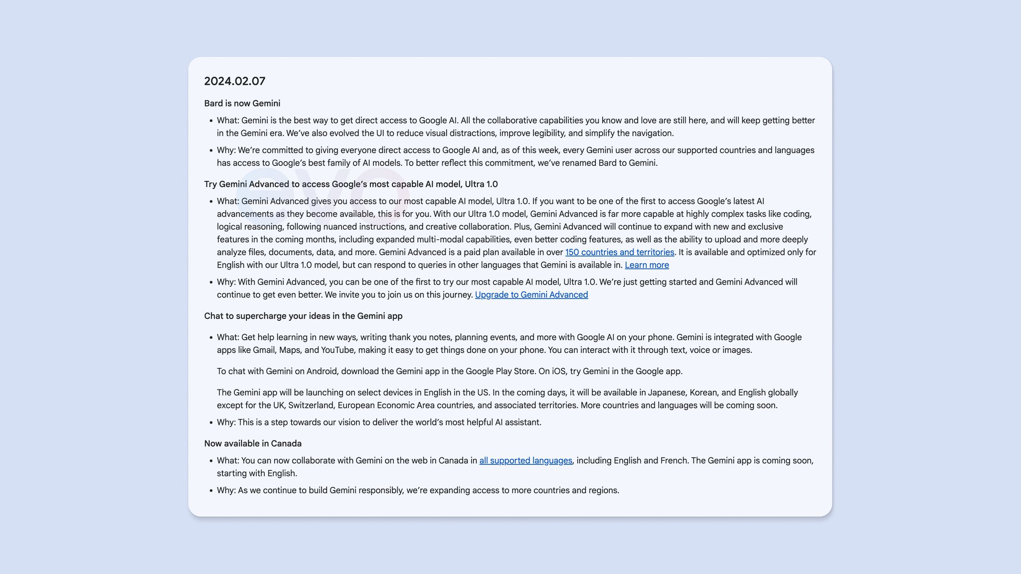 Screenshot of Google’s news release 